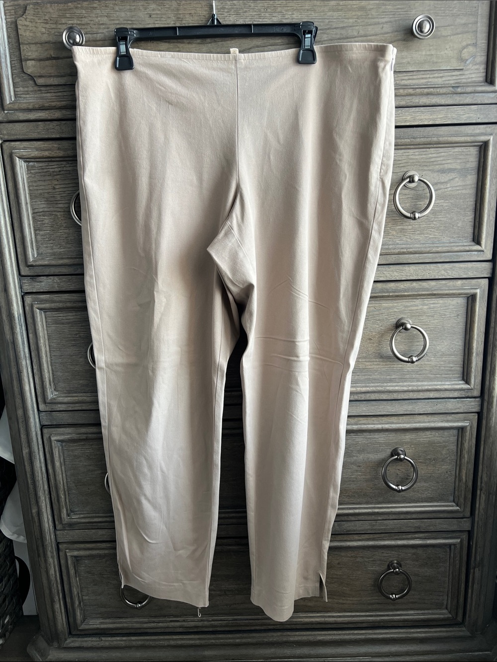 Eileen Fisher Beige Ankle Pants Side Zip Large  Easy chic/Effortless